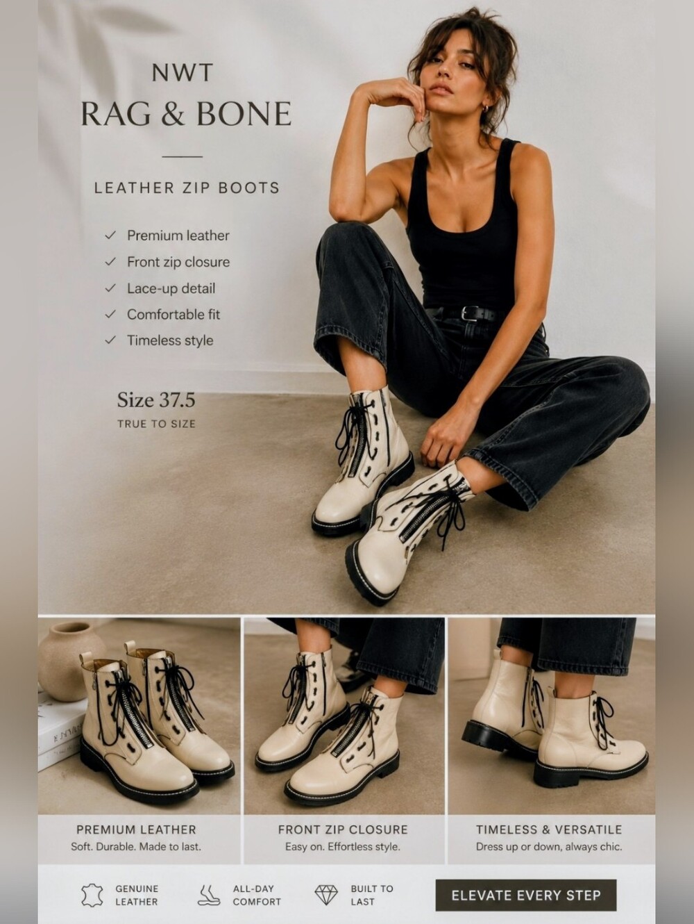 NEW RAG & BONE "Cannon" boots size 37.5